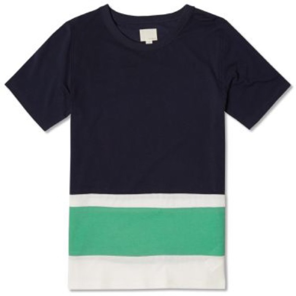 BAND OF OUTSIDERS PANEL STRIPE TEE
NAVY